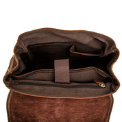 Women's Antique Brass Buckle Full-Grain Leather Backpack