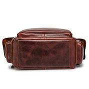 Women's Antique Brass Buckle Full-Grain Leather Backpack