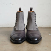 Handmade Mens Two Tone Leather Button Boots, New Casual Button Boot