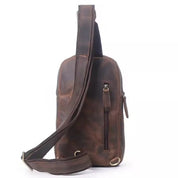 Unisex Distressed Vintage Leather Crossbody Chest Bag
