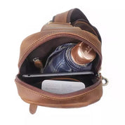 Unisex Distressed Vintage Leather Crossbody Chest Bag
