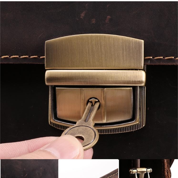 Handmade Brass Buckle Full-Grain Leather Satchel Bag
