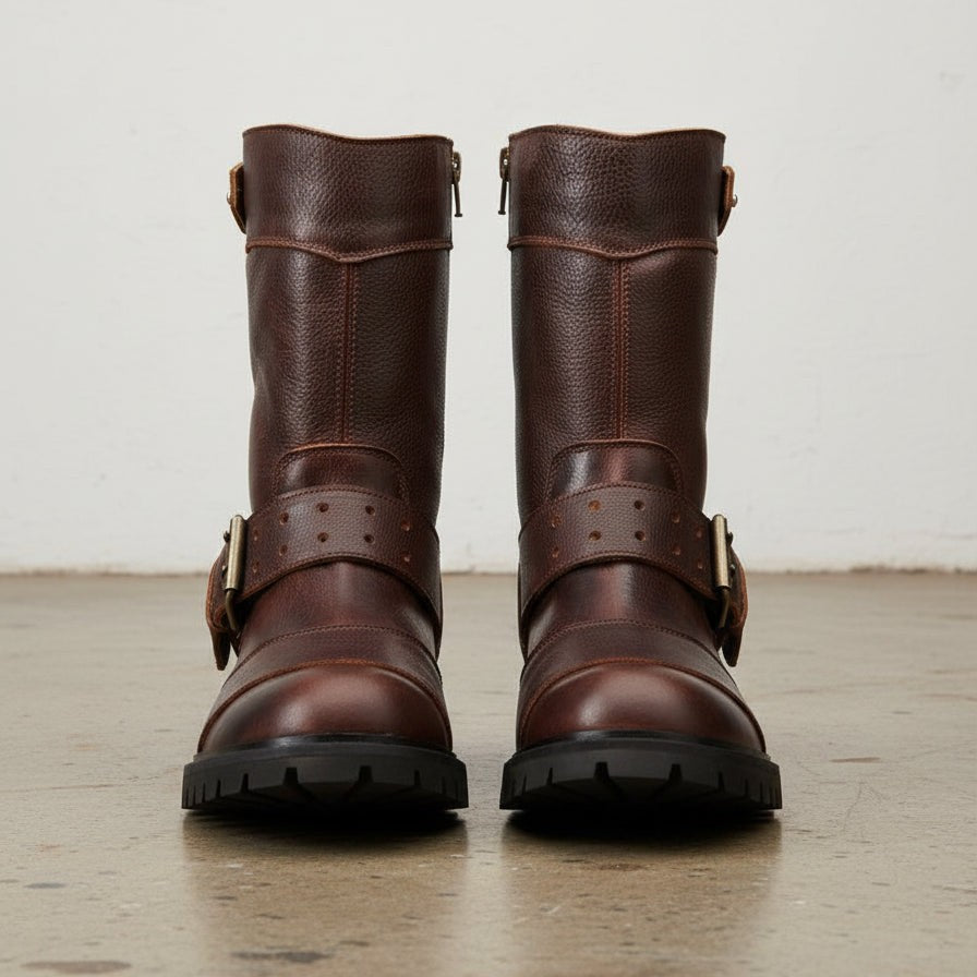 Men's Calf Leather Motorcycle Boots - Protective Moto Footwear