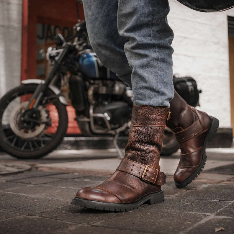 Men's Calf Leather Motorcycle Boots - Protective Moto Footwear
