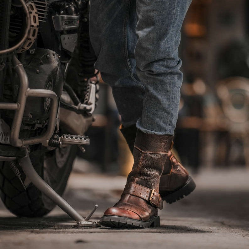 Men's Calf Leather Motorcycle Boots - Protective Moto Footwear