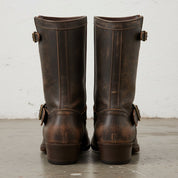 Handcrafted Men's Genuine Calf Leather Cowboy Boots in Dark Brown