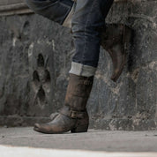 Handcrafted Men's Genuine Calf Leather Cowboy Boots in Dark Brown