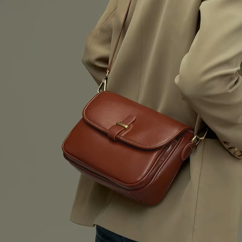 Women's Vintage Full-Grain Leather Crossbody Bag