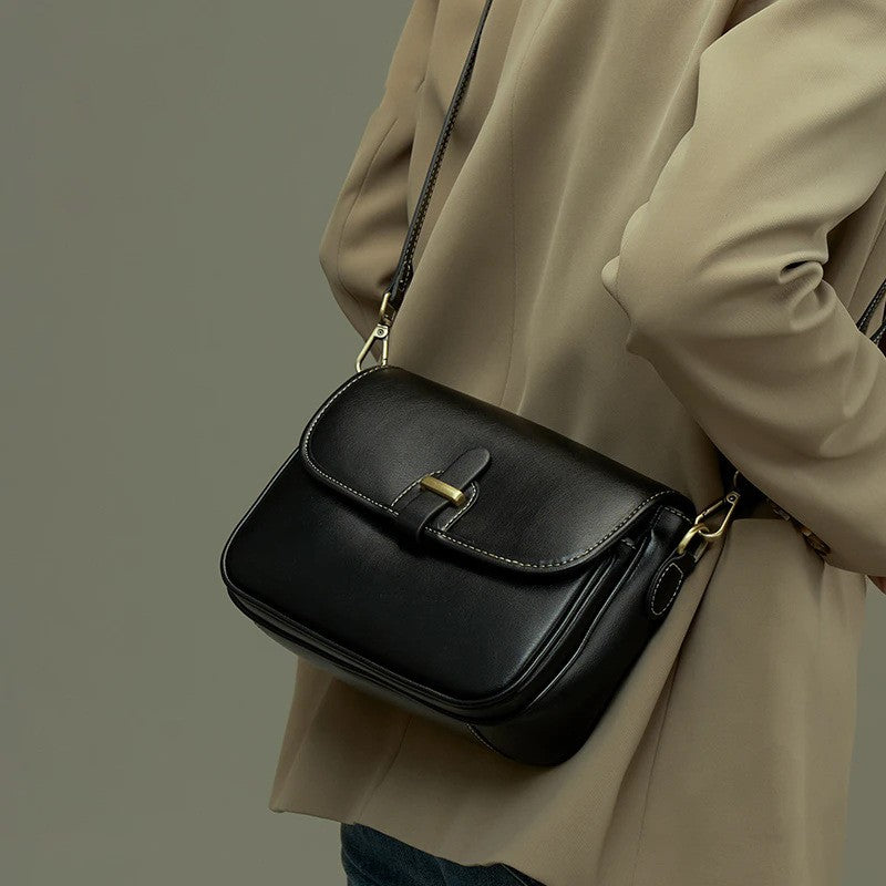 Women's Vintage Full-Grain Leather Crossbody Bag