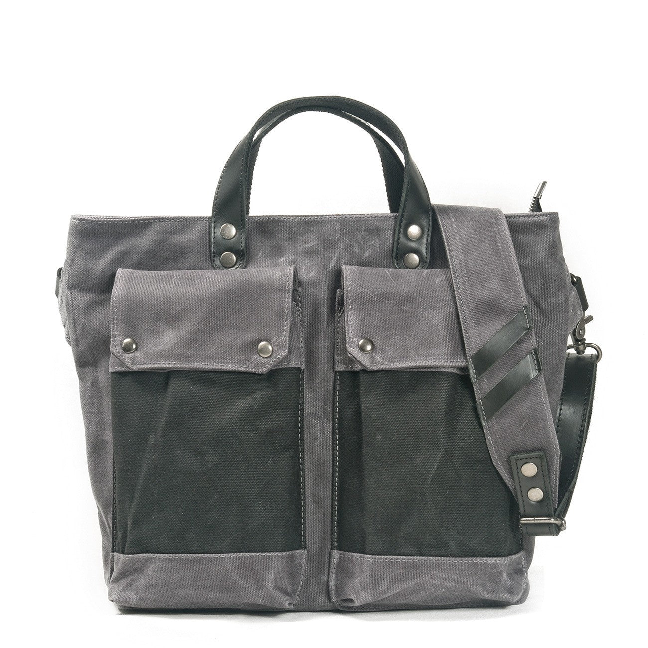 Unisex Waterproof Waxed Canvas Messenger Bag with Leather Handles