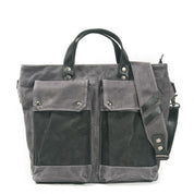 Unisex Waterproof Waxed Canvas Messenger Bag with Leather Handles