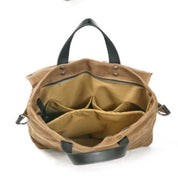 Unisex Waterproof Waxed Canvas Messenger Bag with Leather Handles