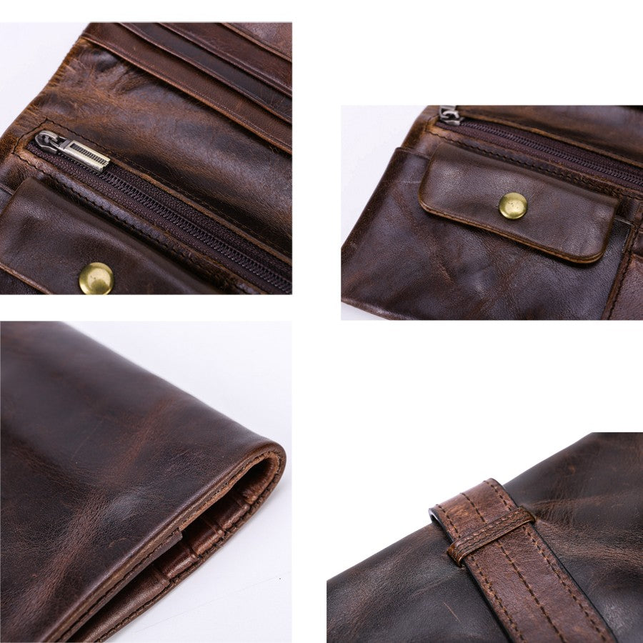Handmade Unisex Distressed Full Grain Leather Continental Wallet