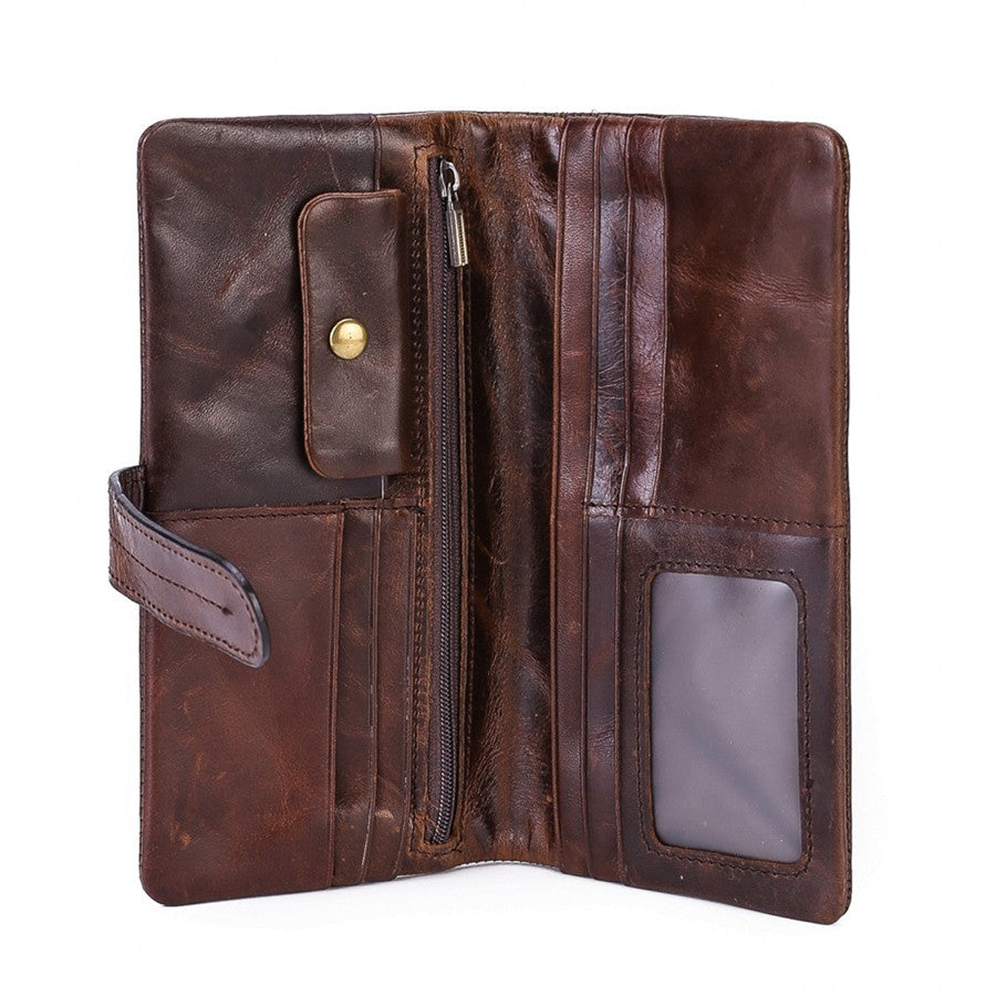 Handmade Unisex Distressed Full Grain Leather Continental Wallet
