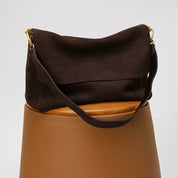 Women's Dark Brown Suede Shoulder Bag