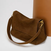 Women's Dark Brown Suede Shoulder Bag