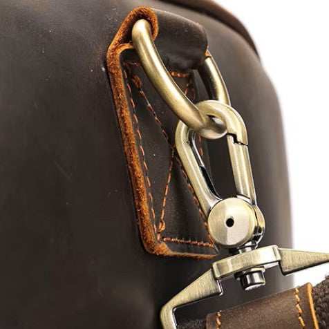 Full-Grain Leather Duffle Bag with Shoe Compartment