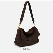 Women's Dark Brown Suede Shoulder Bag
