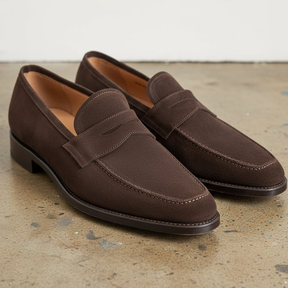 Handmade Men Brown Suede Leather Moccasins Loafer Slip-On Shoes