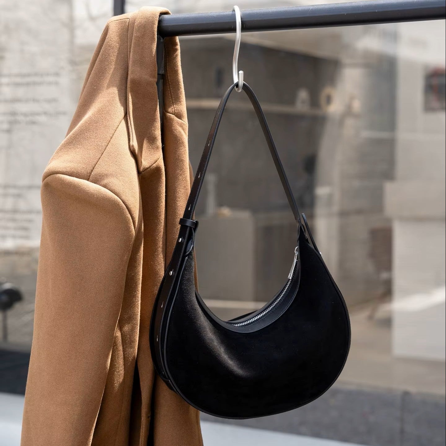 Women's Vintage Cowhide Suede Hobo Shoulder Bag