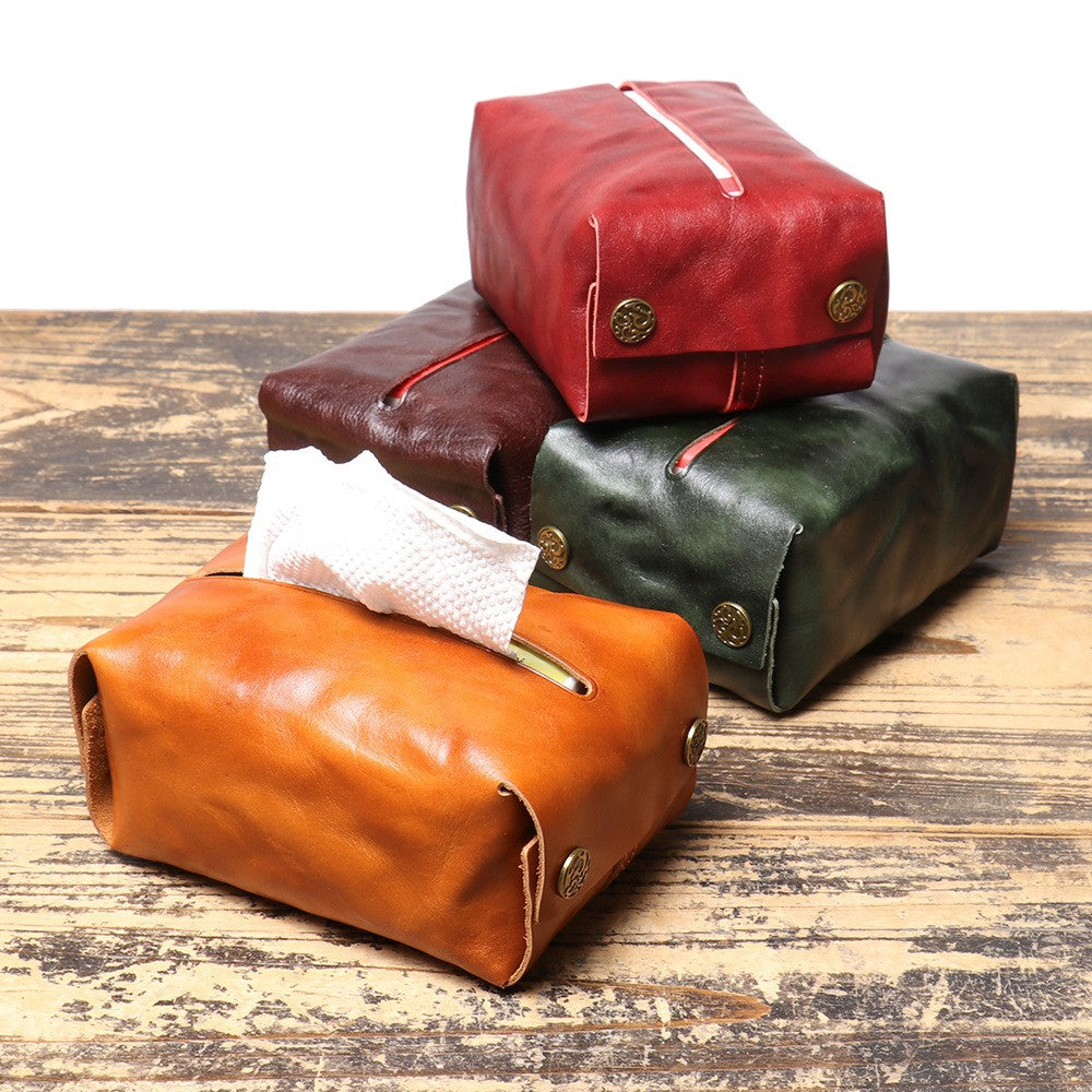 New Style Cowhide Full-Grain Leather Tissue Bag