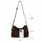 Women's Dark Brown Suede Shoulder Bag