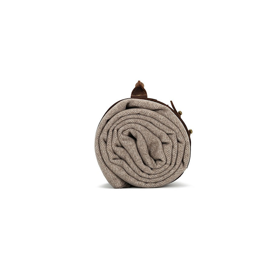 Dark Brown Full-Grain Leather Rolled Blanket Carrier with Brass Hardware