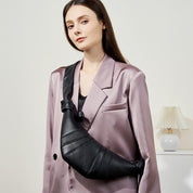 Women's Genuine Leather  Croissant Crossbody Bag - Slouchy Hobo Bag