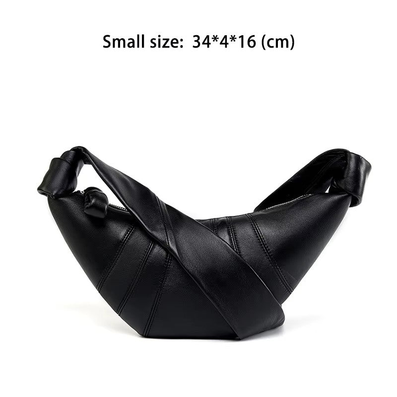 Women's Genuine Leather  Croissant Crossbody Bag - Slouchy Hobo Bag