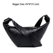 Women's Genuine Leather  Croissant Crossbody Bag - Slouchy Hobo Bag