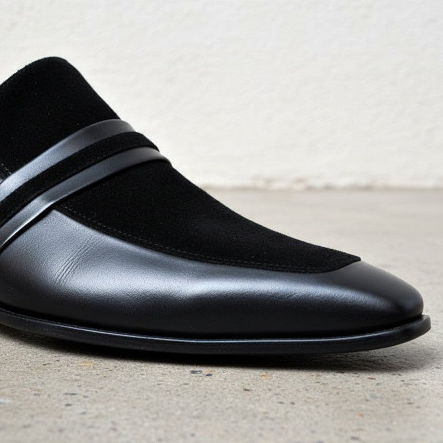 Handmade Mens Leather Shoes, Men Formal Slip on Leather Moccasin Dress Shoe