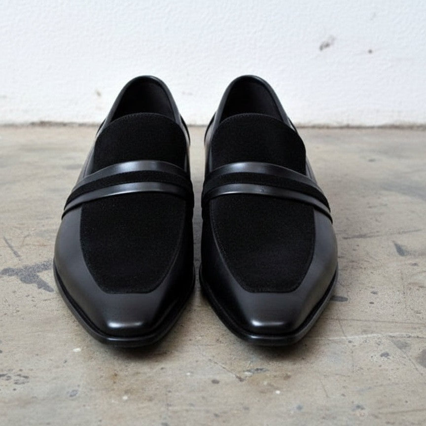 Handmade Mens Leather Shoes, Men Formal Slip on Leather Moccasin Dress Shoe