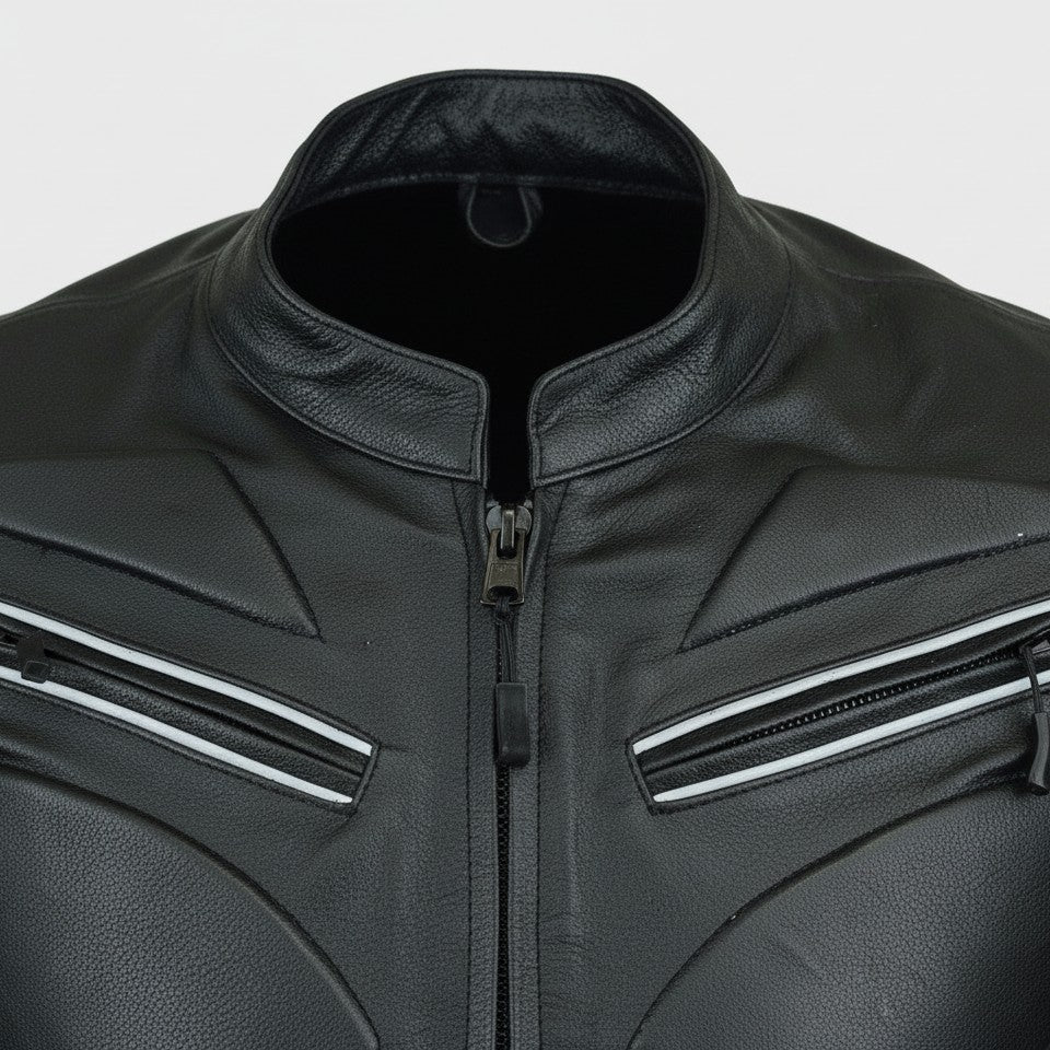 Men's Black Leather Biker Jacket