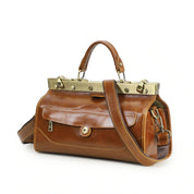 Women's Full-Grain Leather Handbag With Structured Top Handle