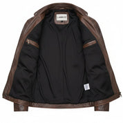 Men's Handmade Vintage Brown Leather Biker Jacket