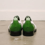 Men's Green and White Full-Grain Leather Brogue Dress Shoes
