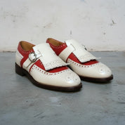 Men's Two-Tone Fringe Buckle Full-Grain Leather Casual Shoes