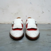 Men's Two-Tone Fringe Buckle Full-Grain Leather Casual Shoes