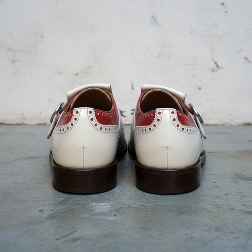 Men's Two-Tone Fringe Buckle Full-Grain Leather Casual Shoes