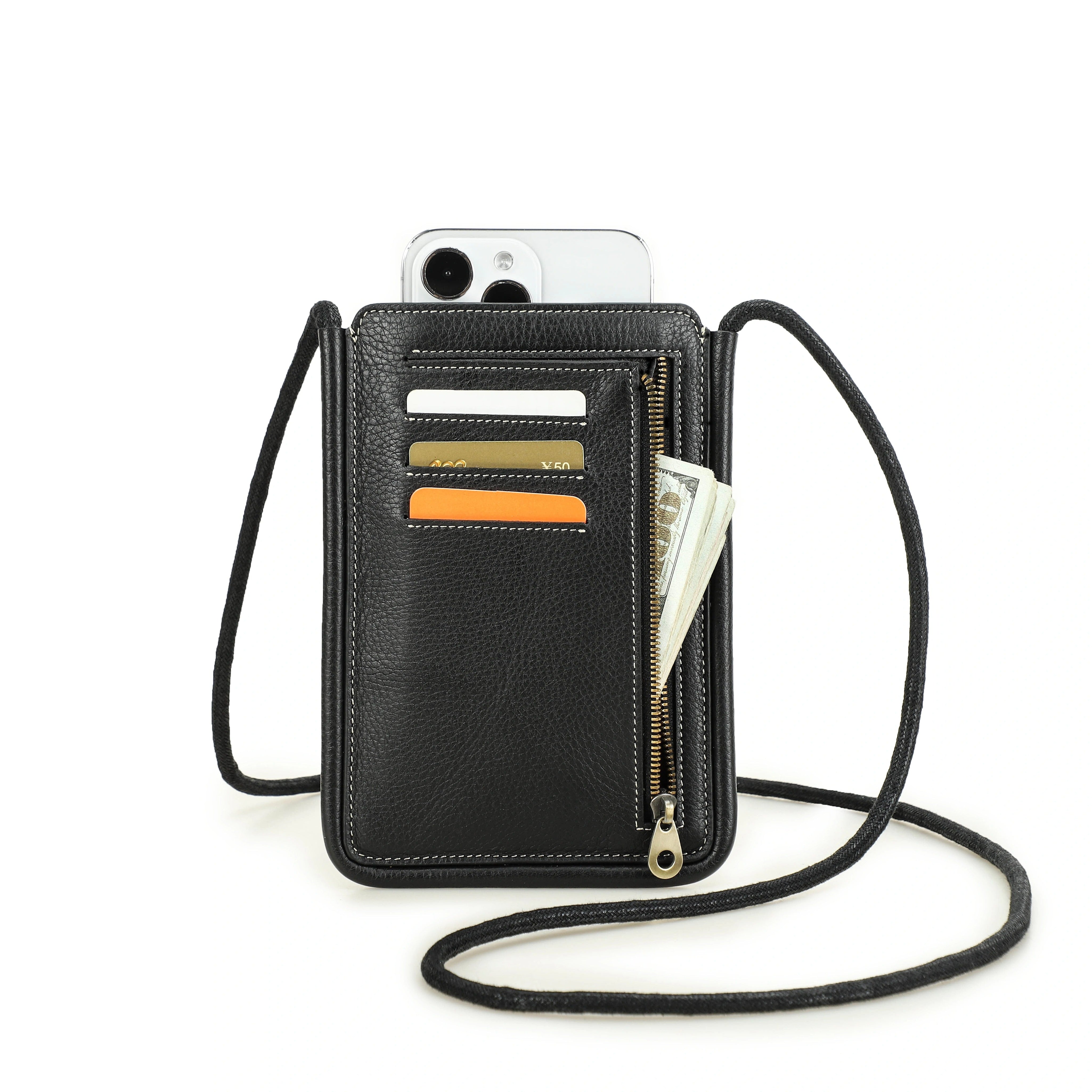 Full-Grain Leather Crossbody Bag, Versatile Unisex Sling Purse