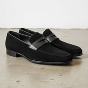 Men Formal Black Leather Shoes, Black Suede Moccasins Shoes