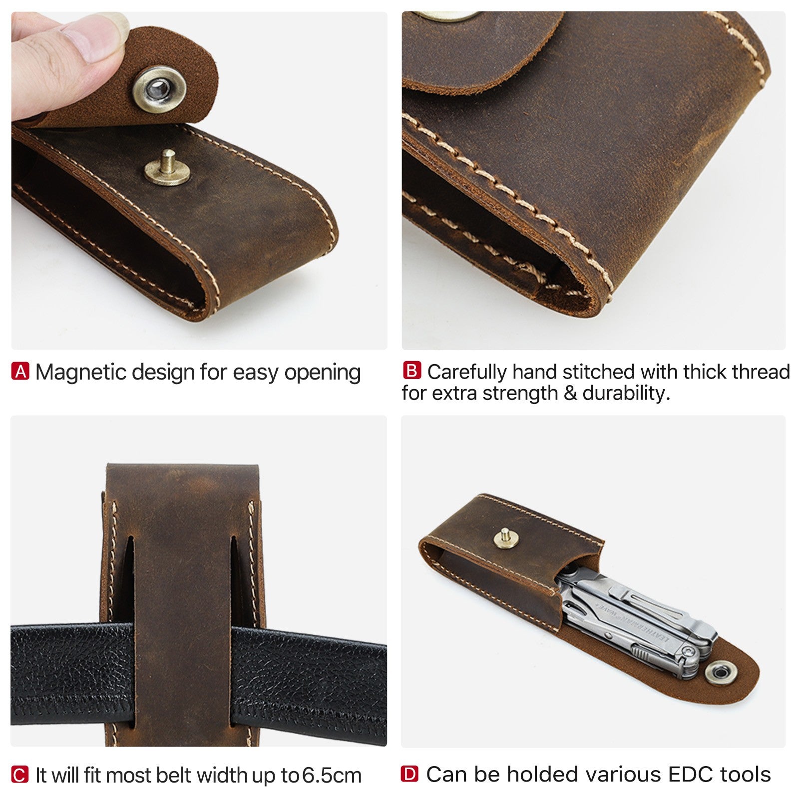 Handmade Leather Belt Pouch – Vintage EDC Multitool & Pocket Knife Sheath