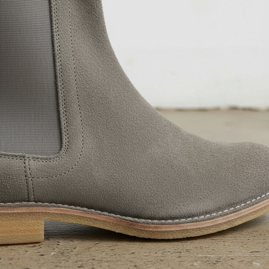 Men's Grey Chelsea Suede Leather Boots
