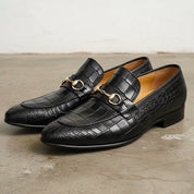 Handmade Mens Black Crocodile Moccasins Loafer, Men Alligators Texture Shoe