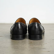 Handmade Mens Black Crocodile Moccasins Loafer, Men Alligators Texture Shoe