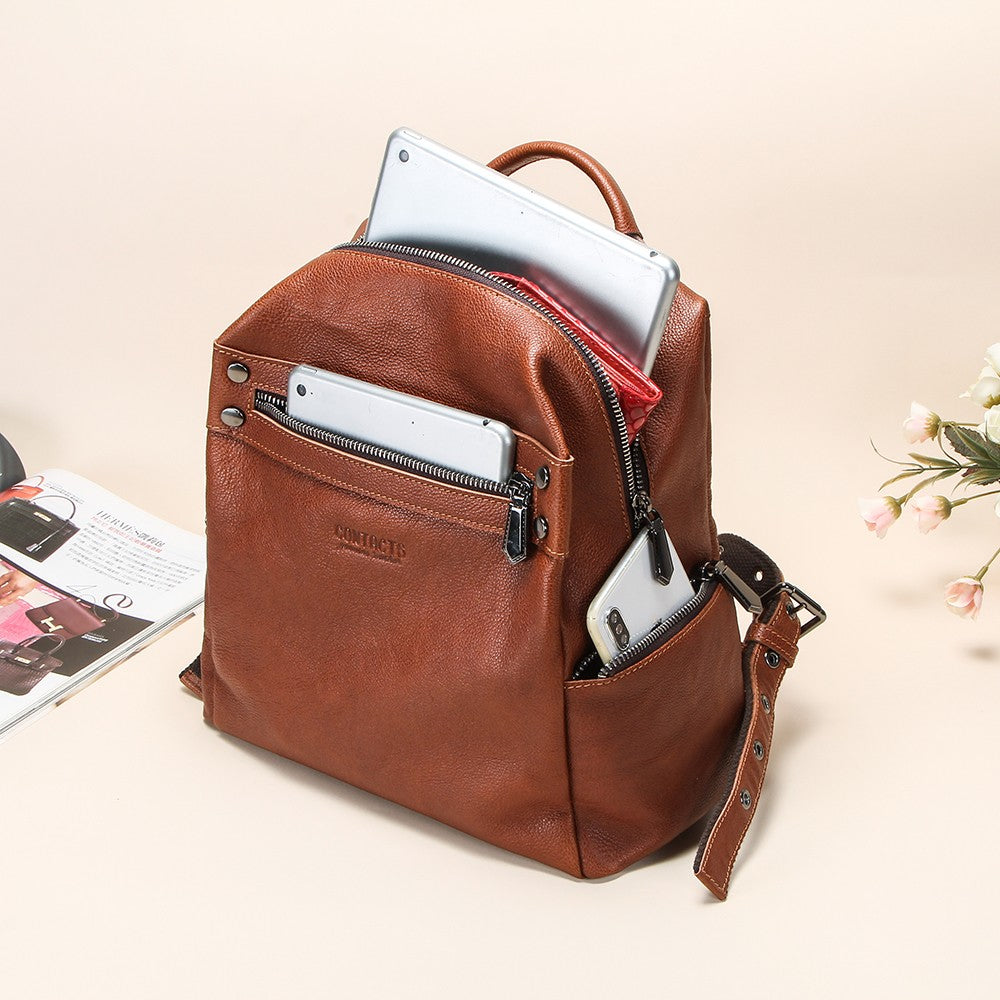 Women's Handcrafted Full-Grain Leather Travel Backpack