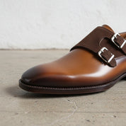 Men's Two Tone Double Monk Strap Full-Grain Leather Dress Shoes