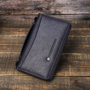 Men's Genuine Leather Passport Holder Wallet & Travel Organizer With Phone Pocket