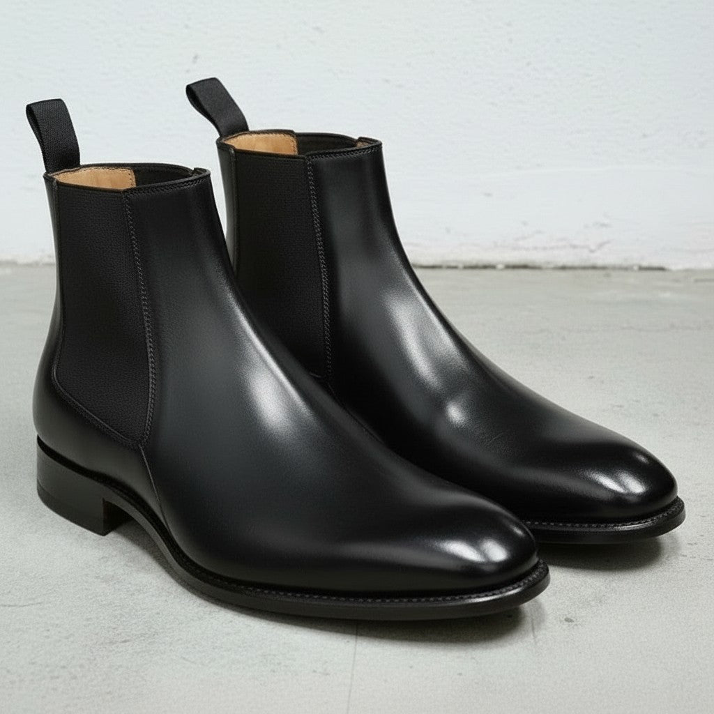 Men's Black Full-Grain Leather Chelsea Boots
