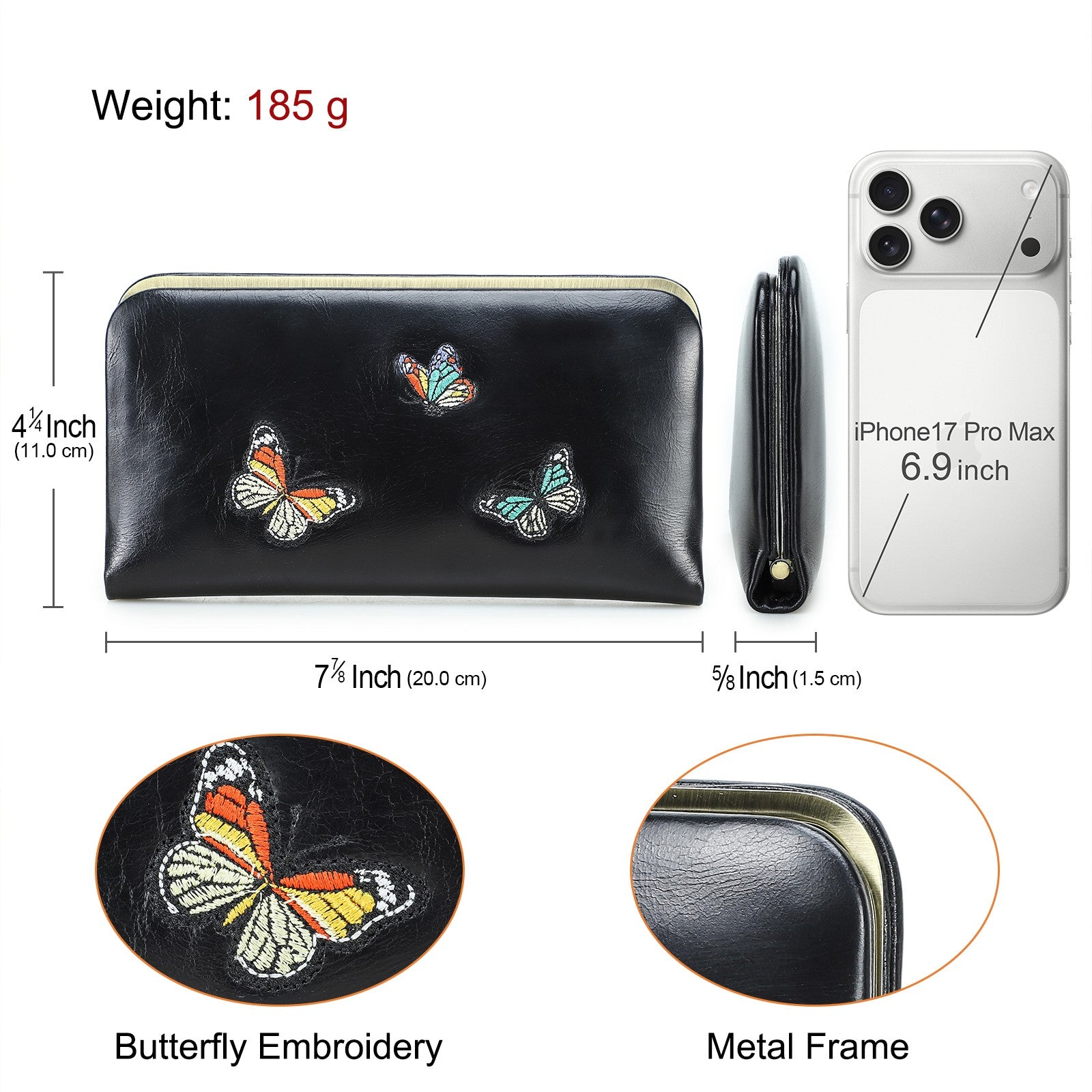 Women's Red Butterfly-Embossed Leather Wallet
